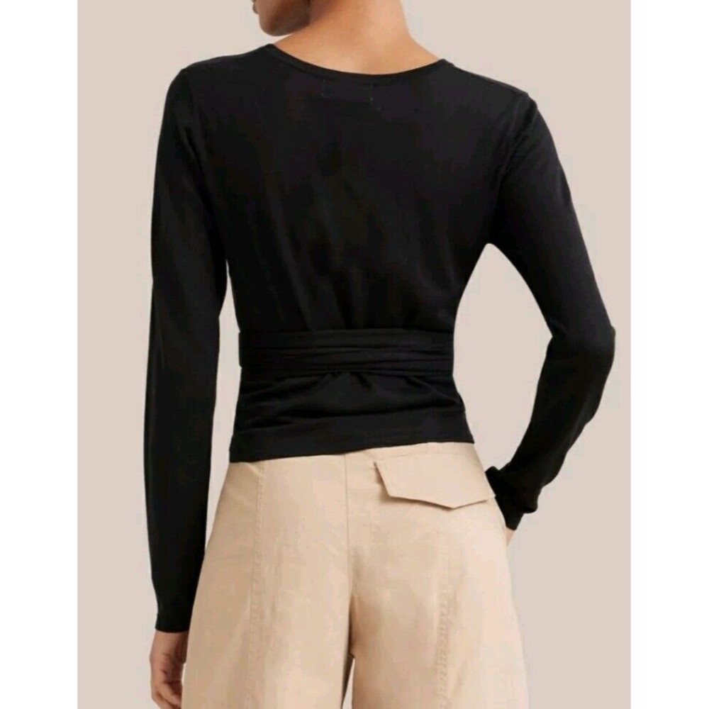 Modern Citizen Stevie Women Black Stretch Tie Waist Long Sleeve Shirt L - Picture 3 of 8
